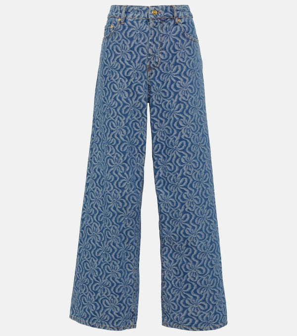 Ganni Mid-rise jacquard wide-leg jeans