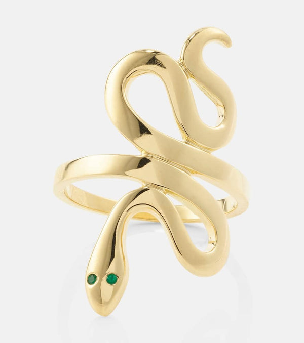 Ileana Makri 18kt gold ring with emeralds