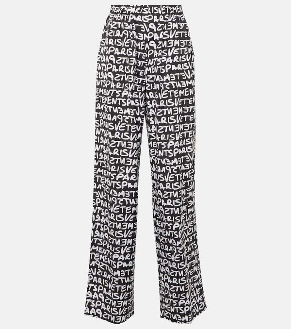 Vetements Printed high-rise cotton wide-leg pants