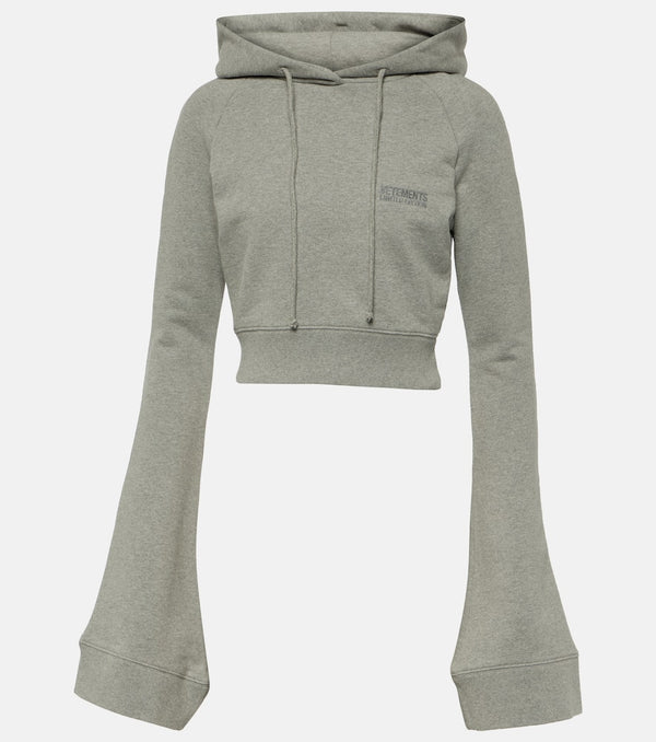 Vetements Cotton-blend jersey cropped hoodie