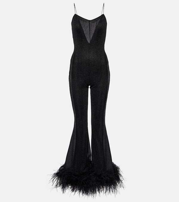 Oséree Feather-trimmed jumpsuit