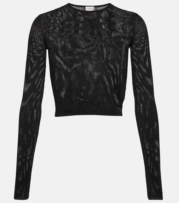 Saint Laurent Ribbed-knit crop top