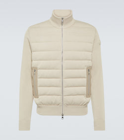 Moncler Leather-trimmed cotton cardigan