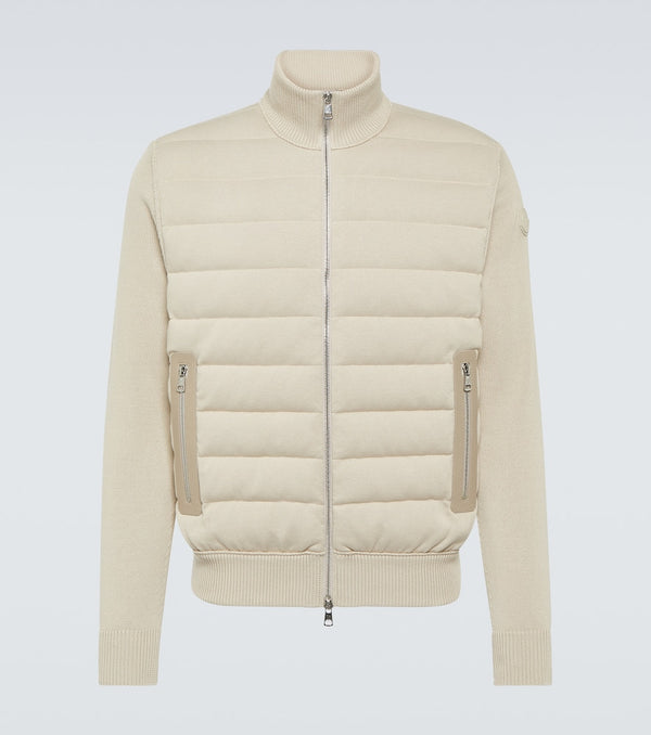 Moncler Leather-trimmed cotton cardigan