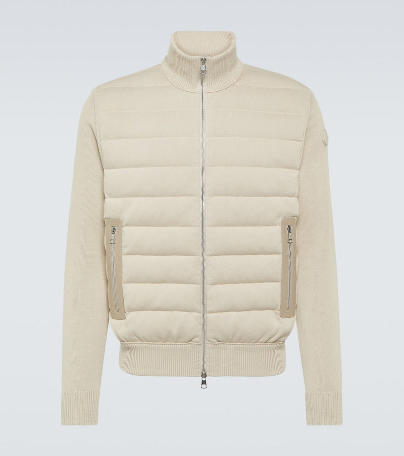 Moncler Leather-trimmed cotton cardigan