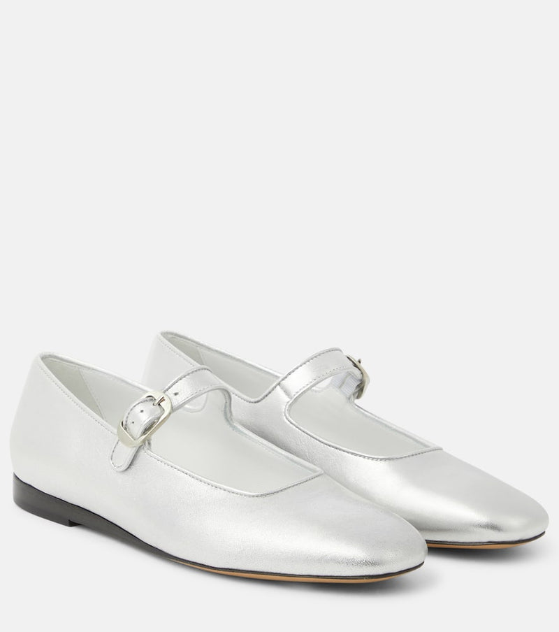 Le Monde Béryl Metallic leather Mary Jane flats