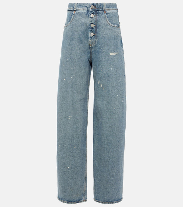 MM6 Maison Margiela Distressed high-rise straight jeans