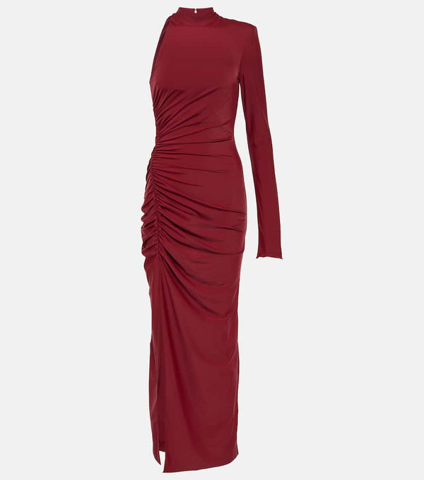 Rotate One-shoulder ruched maxi dress