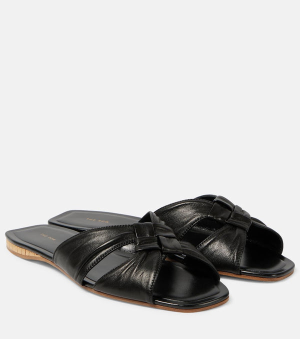 The Row Soft Knot leather slides