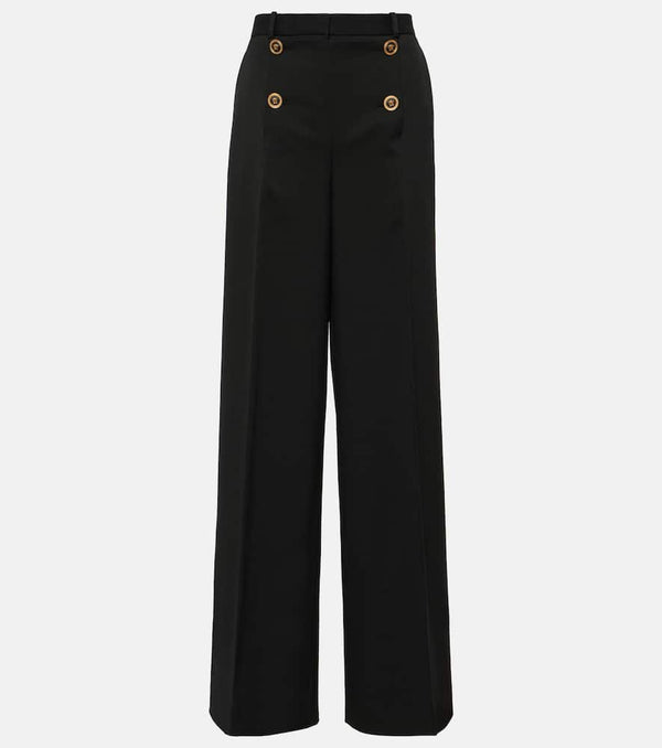 Versace High-rise wool-blend wide-leg pants