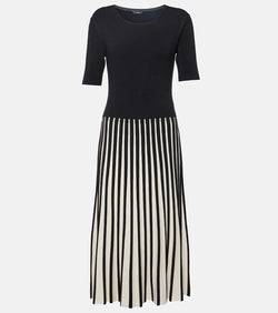 Joseph Striped pleated midi dress