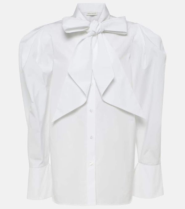 Nina Ricci Tie-neck cotton poplin blouse