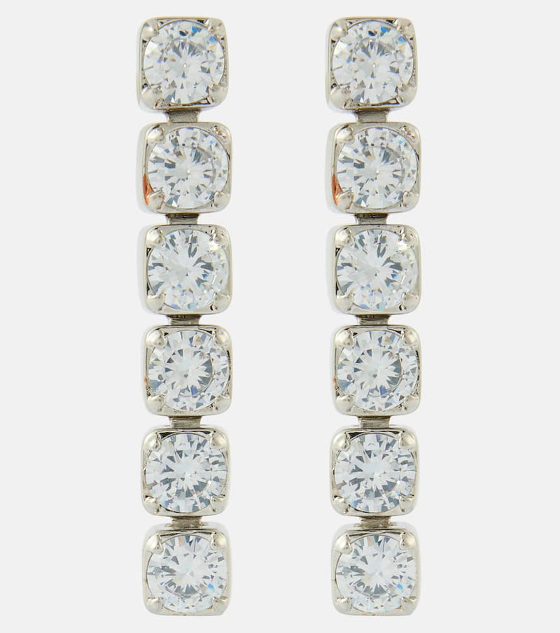 Jil Sander Crystal-Embellished Drop Earrings Silver