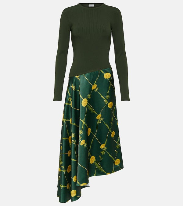 Burberry Printed jersey and satin midi dress