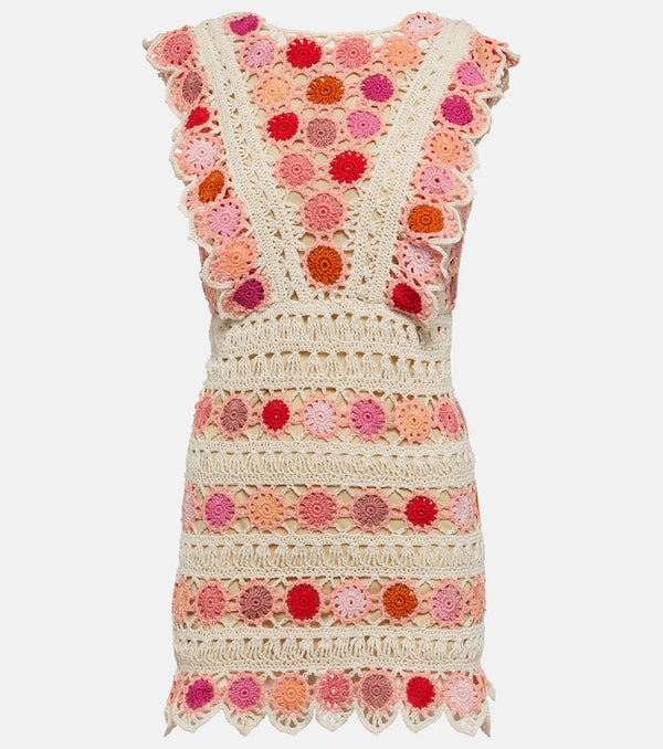 Anna Kosturova Bouquet floral cotton crochet minidress