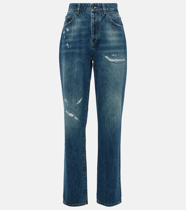 Dolce & Gabbana Distressed high-rise straight jeans