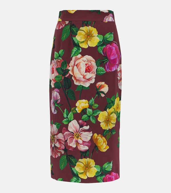 Dolce & Gabbana Floral silk-blend charmeuse midi skirt