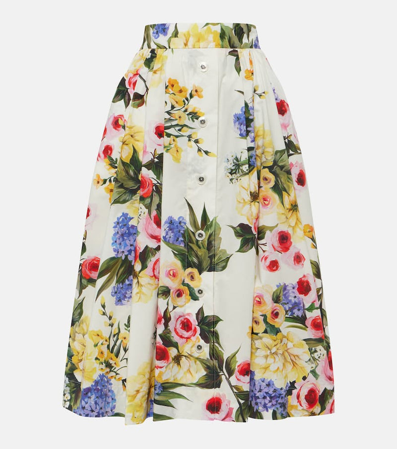 Dolce & Gabbana Floral cotton poplin midi skirt