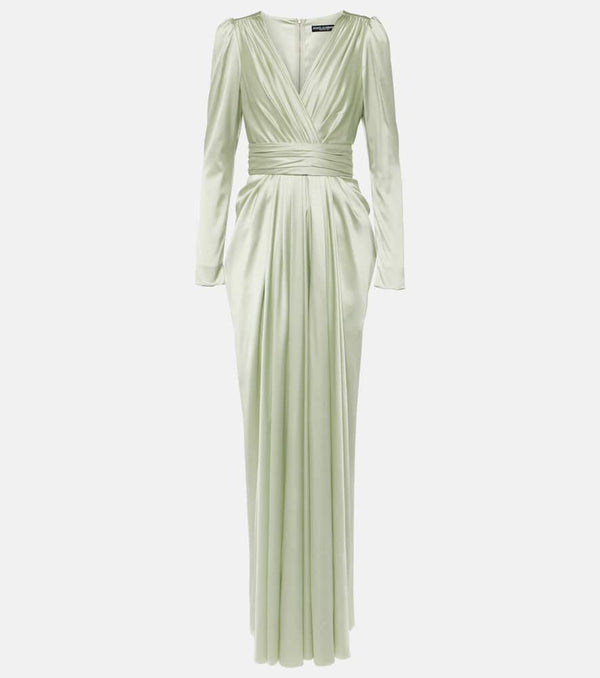 Dolce & Gabbana Gathered front-slit silk-blend gown