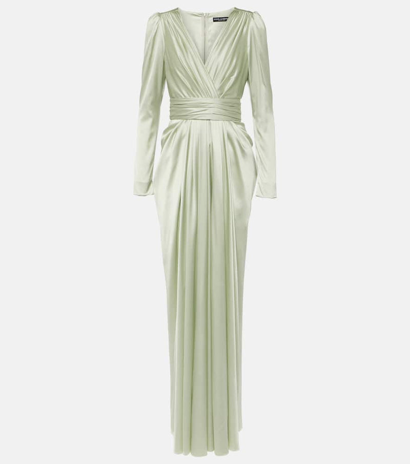 Dolce & Gabbana Gathered front-slit silk-blend gown