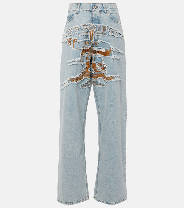 Y/Project Logo embroidered high-rise wide-leg jeans