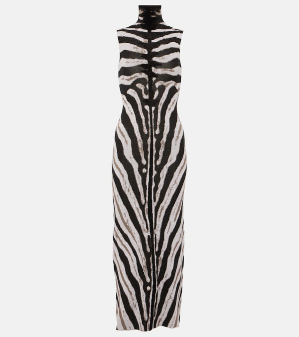 The Attico Zebra-print high-neck midi dress
