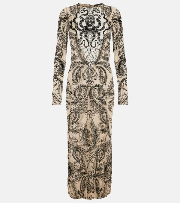 Etro Logo printed tulle midi dress | LYBSTORE