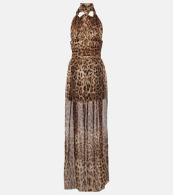 Dolce & Gabbana Leopard-print silk chiffon maxi dress