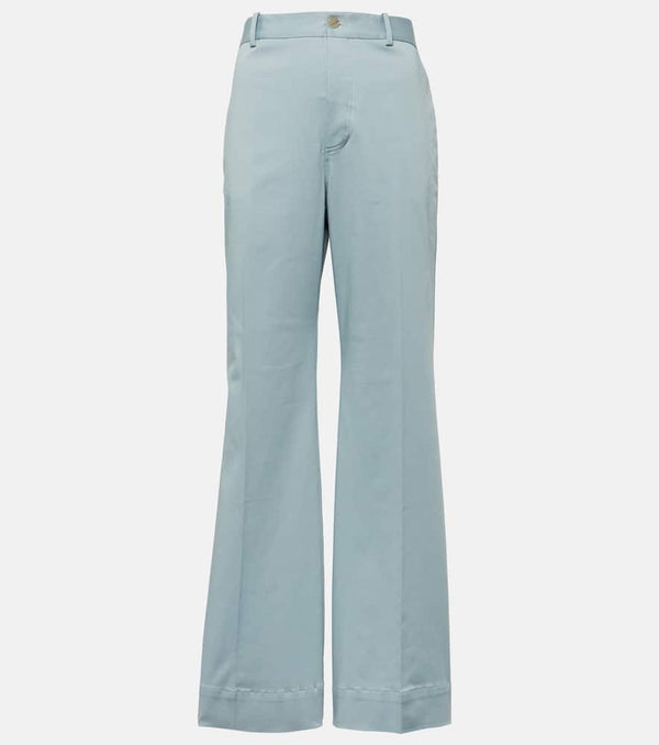 Plan C High-rise cotton-blend flared pants