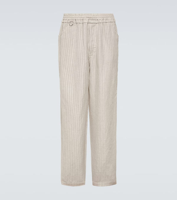 Undercover Pinstripe wool and linen wide-leg pants