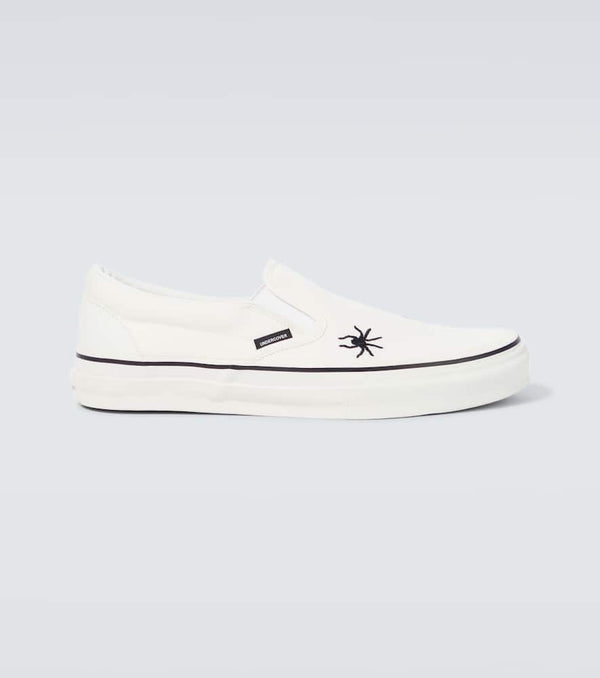 Undercover Embroidered cotton canvas slip-on shoes