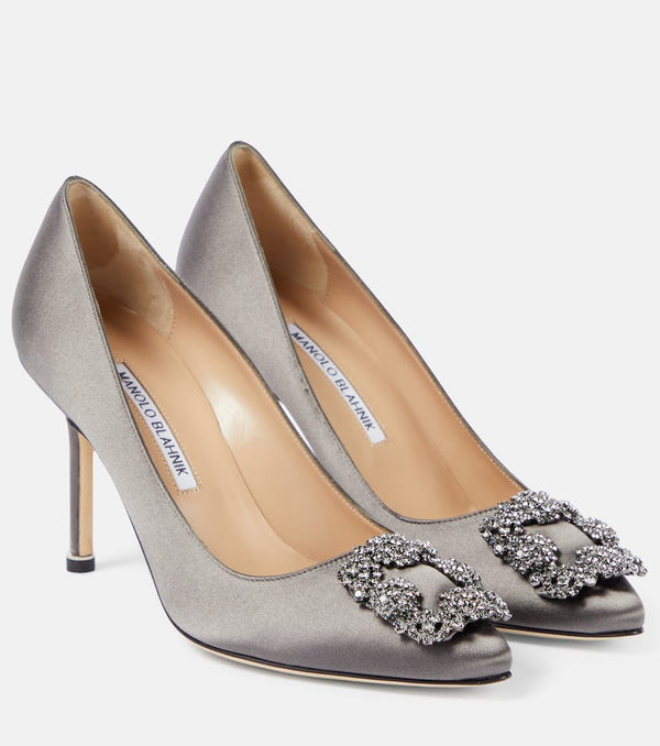 Manolo Blahnik Hangisi 90 embellished satin pumps