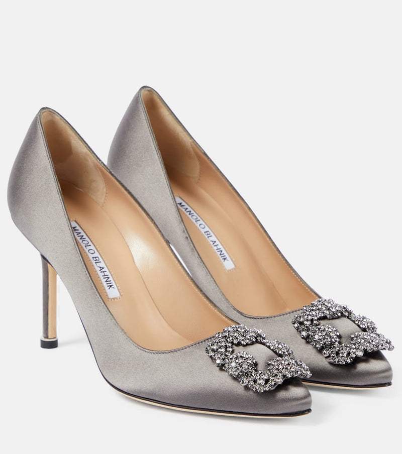 Manolo Blahnik Hangisi 90 embellished satin pumps