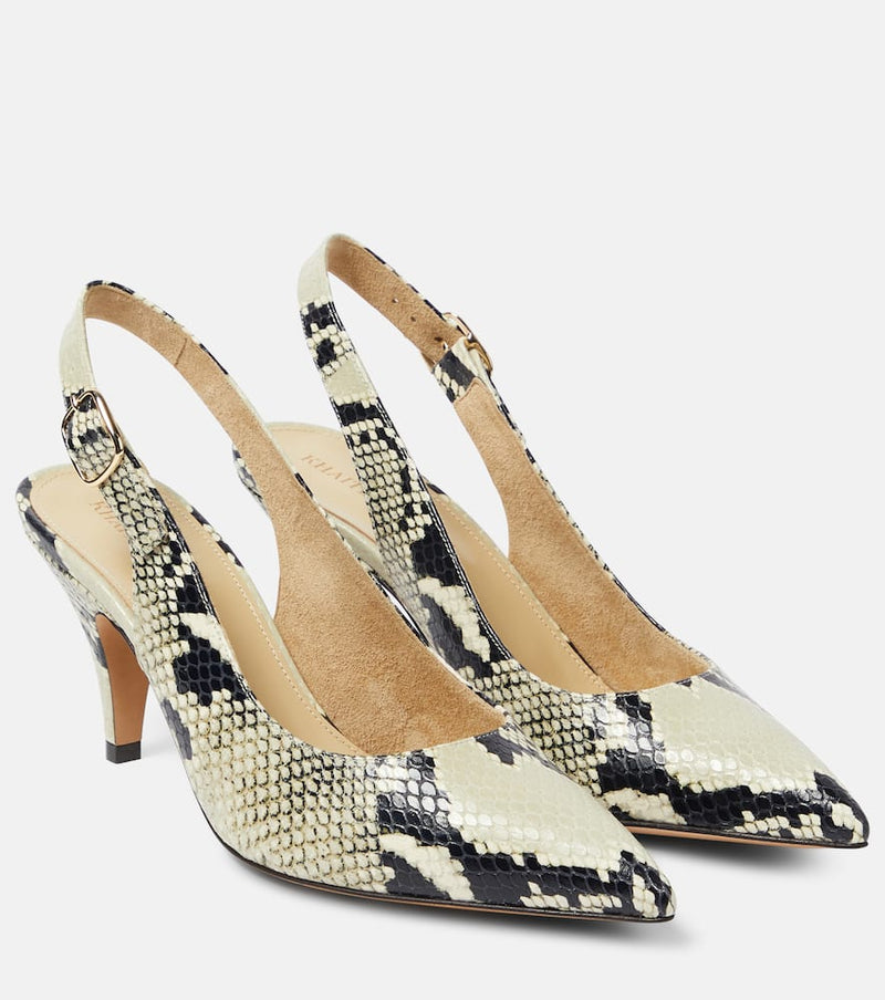 Khaite River snake-effect leather slingback pumps