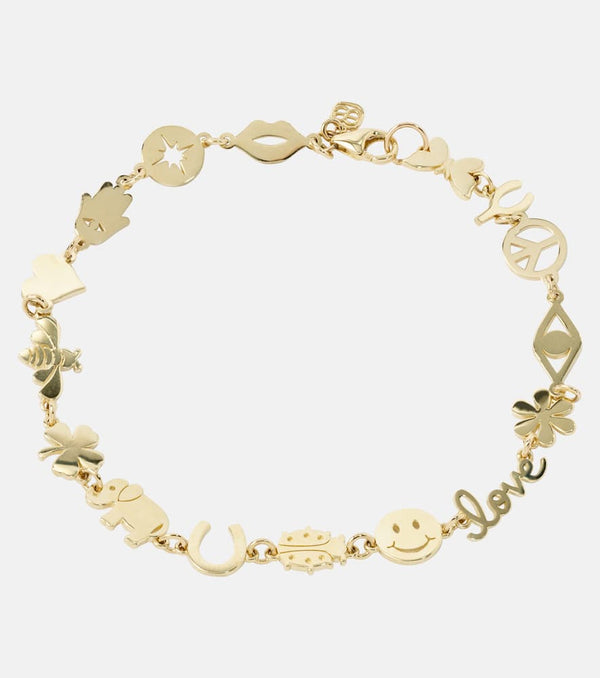 Sydney Evan Small 14kt gold multi-icon bracelet