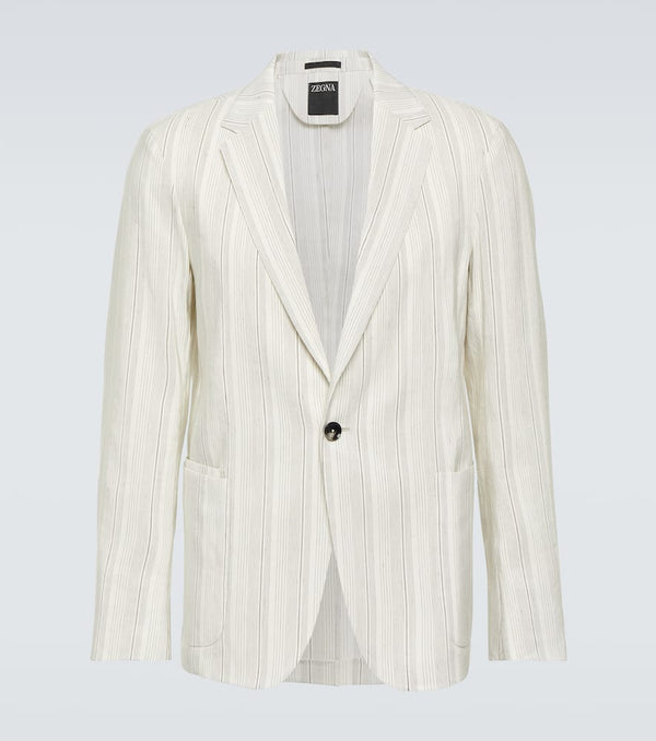 Zegna Chalk stripe linen-blend blazer