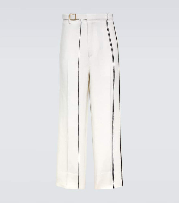 Zegna Striped linen straight pants