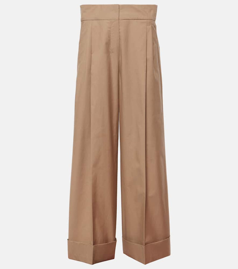 S Max Mara Pleated cotton-blend twill wide-leg pants