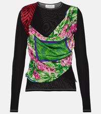 Marine Serre Silk Scarves draped jersey top