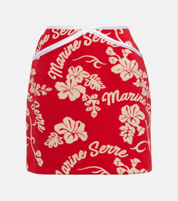 Marine Serre Leather-trimmed jacquard miniskirt