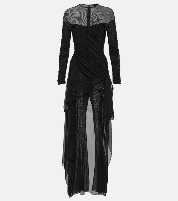 Mugler Draped mesh jumpsuit