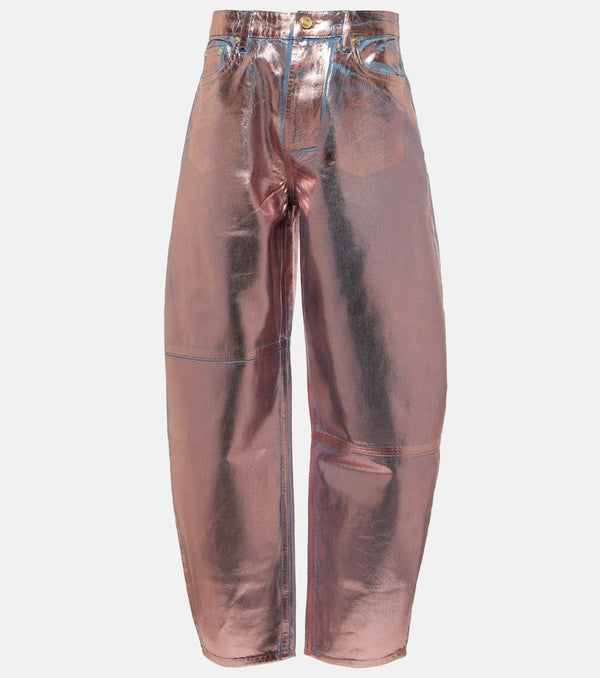 Ganni Metallic barrel-leg jeans