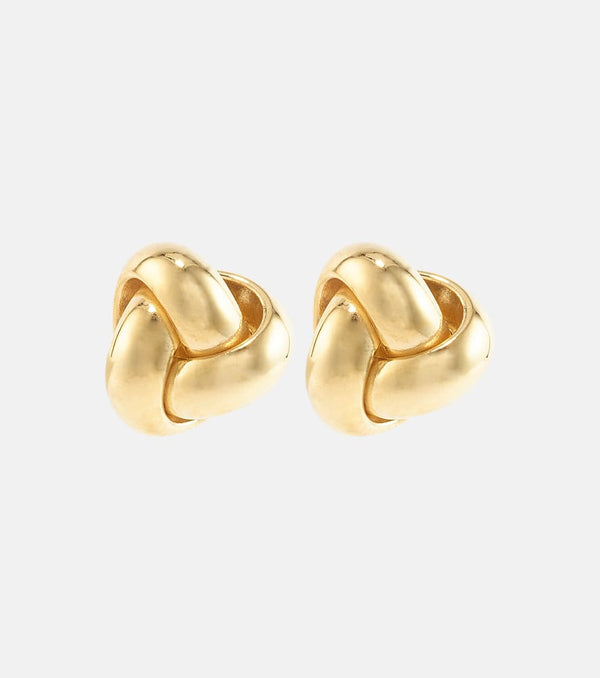 Stone and Strand Puffed Knot 14kt gold earrings