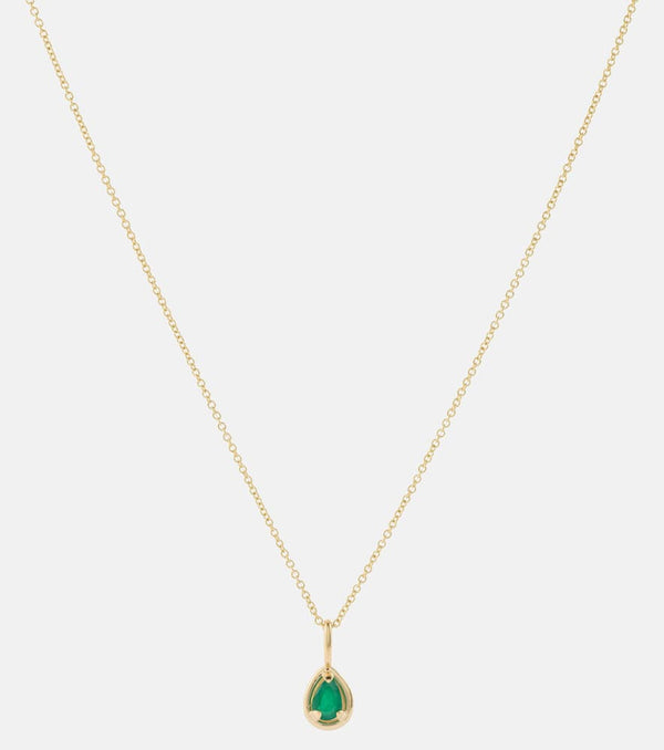 Stone and Strand Bonbon 14kt gold pendant necklace with emerald