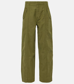 Frame High-rise cotton barrel-leg pants