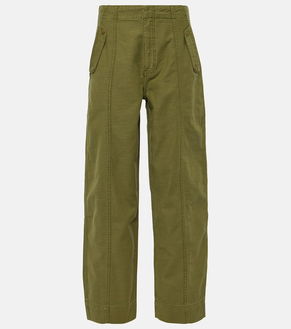 Frame High-rise cotton barrel-leg pants