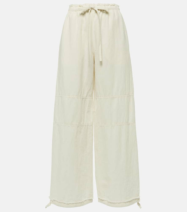 Acne Studios Mid-rise cotton and linen wide-leg pants