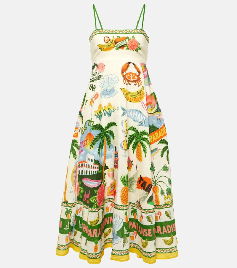 Alémais Paradiso printed linen maxi dress