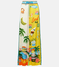 Alemais Paradiso printed silk wide-leg pants
