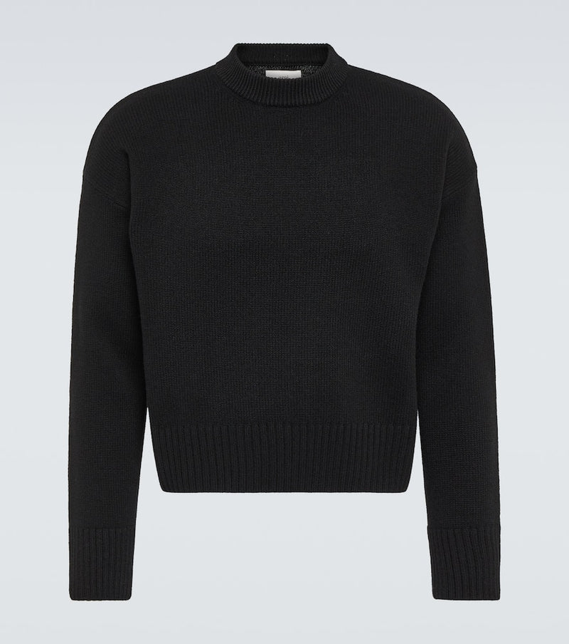 Ami Paris Cropped wool and cashmere sweater